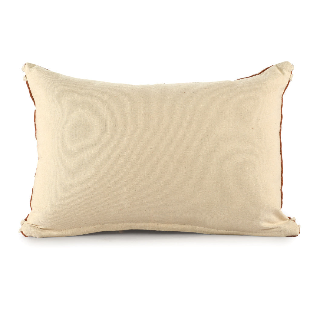 16" X 24" Cinnamon Striped Cotton Lumbar Throw Pillow With Texture FurniFindUSA