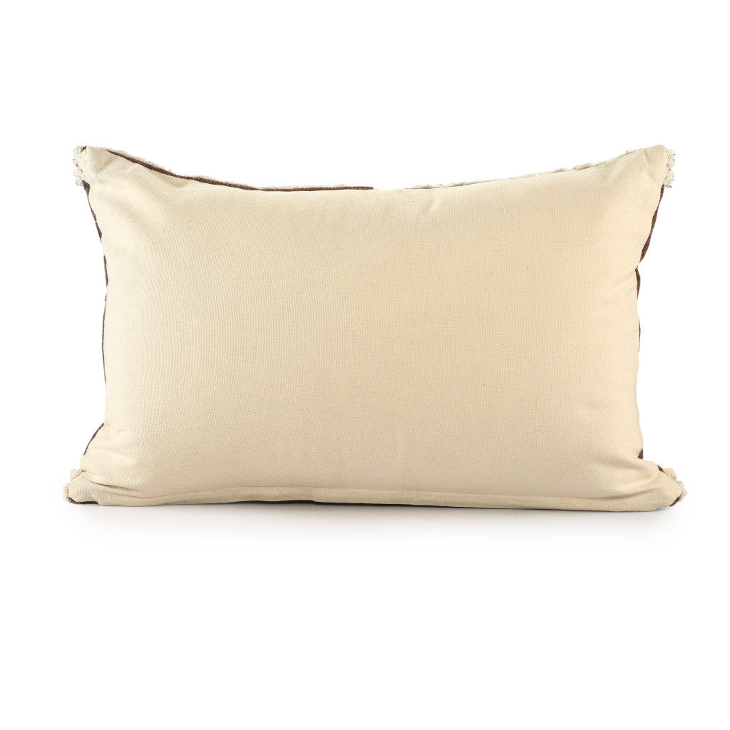 16" X 24" Brown and Ivory Medallion Cotton Lumbar Throw Pillow With Texture FurniFindUSA