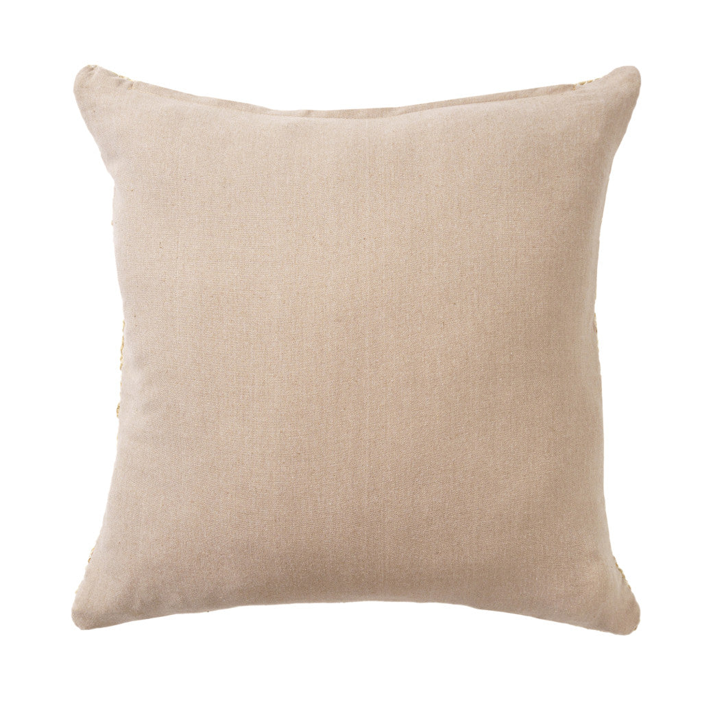 22" Natural Trellis Jute Throw Pillow With Embroidery FurniFindUSA