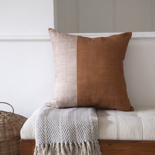 20" Natural Patchwork Cotton Throw Pillow