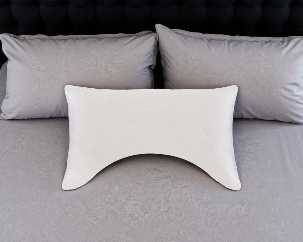 Cotton Latex Foam And Wool Hypoallergenic Ergonomic Queen Size Bed Pillow HomeRoots