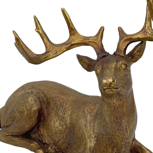 14" Antiqued Gold Resin Deer Tabletop Sculpture HomeRoots