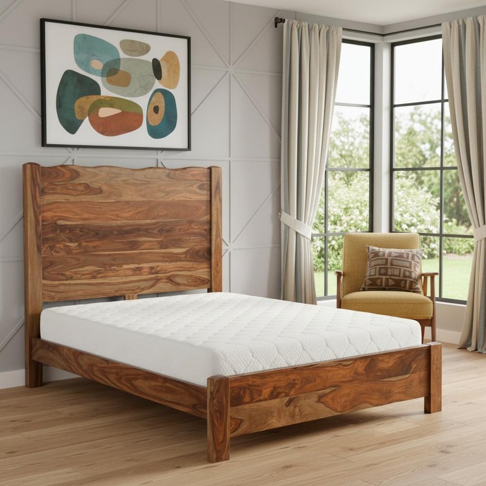 Brown Live Edge Solid Wood Queen Bed Frame HomeRoots