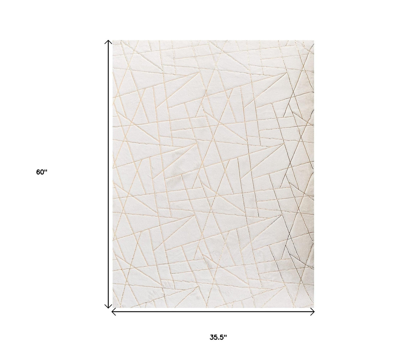 3' X 5' White and Gold Faux Fur Abstract Shag Non Skid Area Rug - 94.0" (L) x 114.0" (W) x 0.28" (H) FurniFindUSA