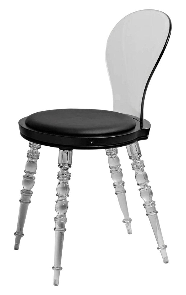 Black And Clear Faux Leather And Heavy Duty Plastic Dining Side Chair HomeRoots