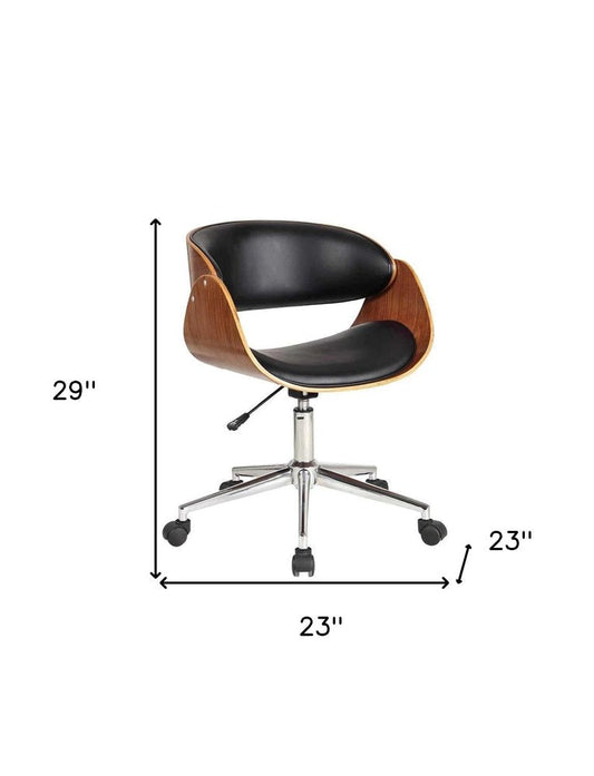 Brown Black and Silver Adjustable Height Swivel Rolling Office Chair HomeRoots