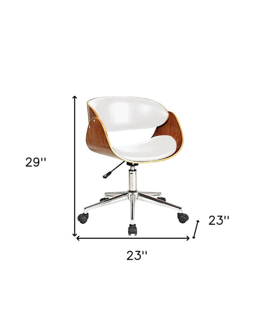 Brown White and Silver Adjustable Height Swivel Rolling Office Chair HomeRoots