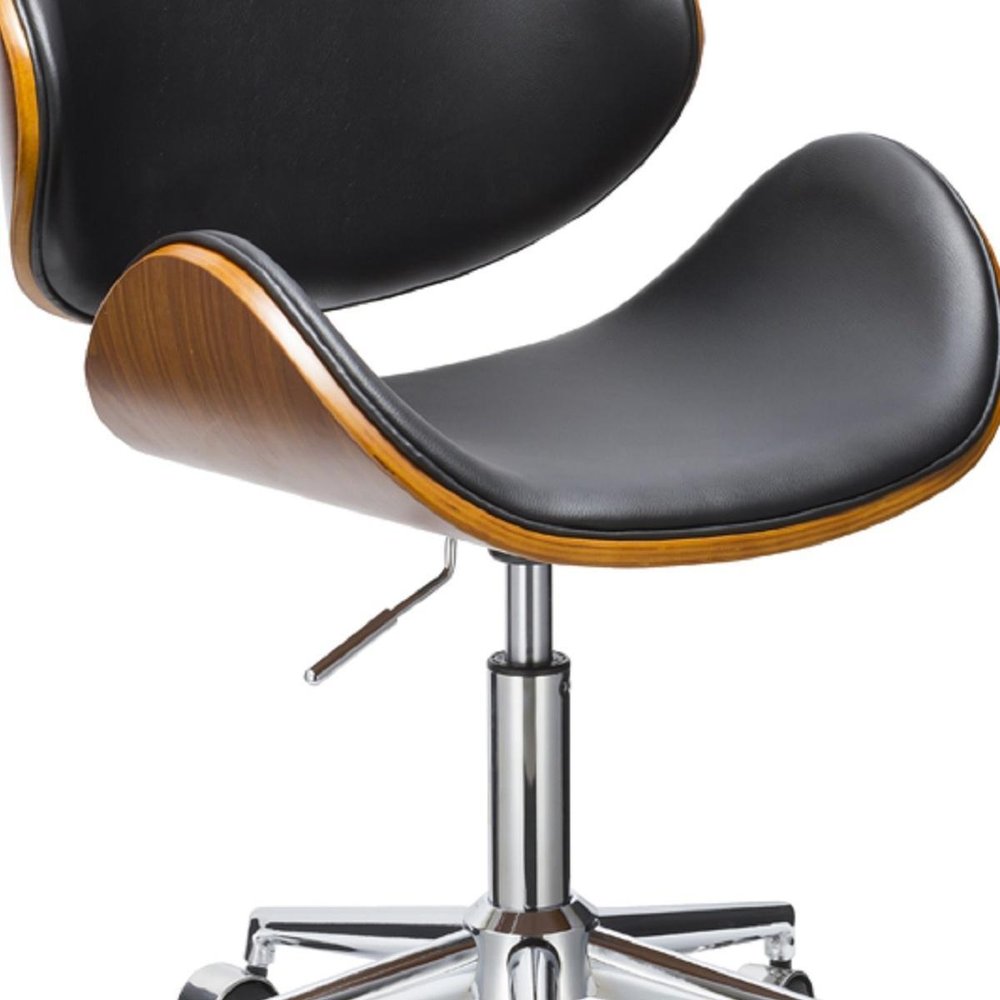 Brown Black and Silver Adjustable Height Swivel Rolling Office Chair HomeRoots