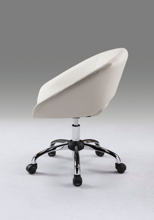 White and Silver Faux Leather Adjustable Height Swivel Rolling Office Chair HomeRoots
