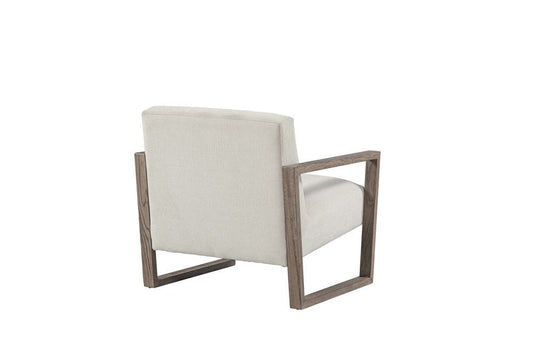 28" Off White and Ash Gray Fabric Lounge Chair HomeRoots