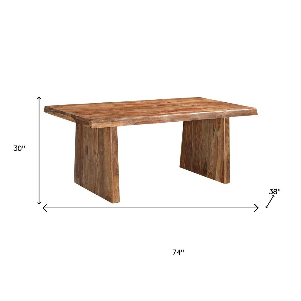 Seven Piece Brown Solid Wood Dining Set with Six Chairs HomeRoots