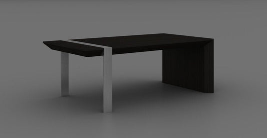 48" Black And Silver Wood And Stainless Steel Distressed Sled Coffee Table HomeRoots