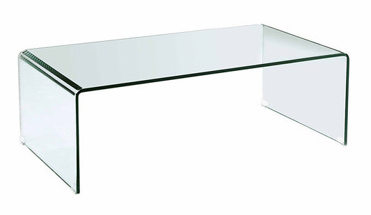 24" Clear Glass Sled Coffee Table HomeRoots