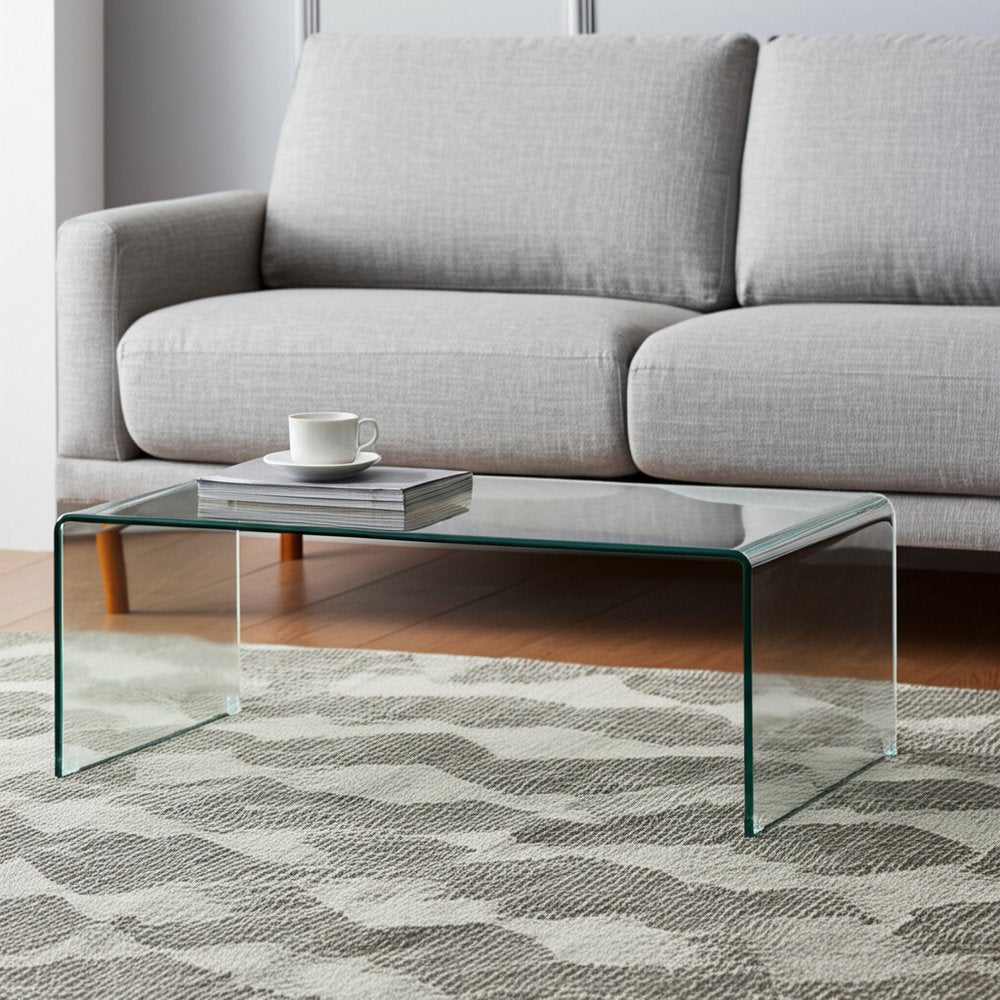 24" Clear Glass Sled Coffee Table HomeRoots