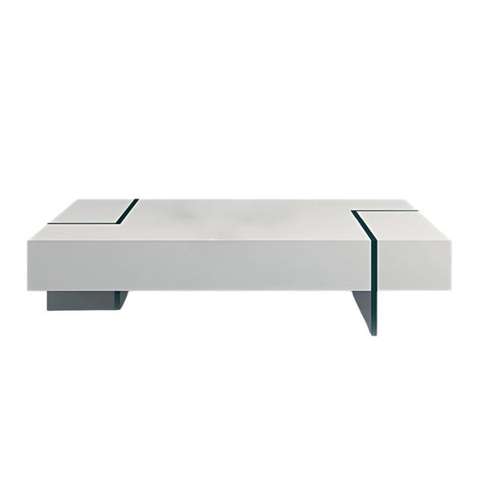 53" White And Clear Wood And Glass Sled Coffee Table HomeRoots