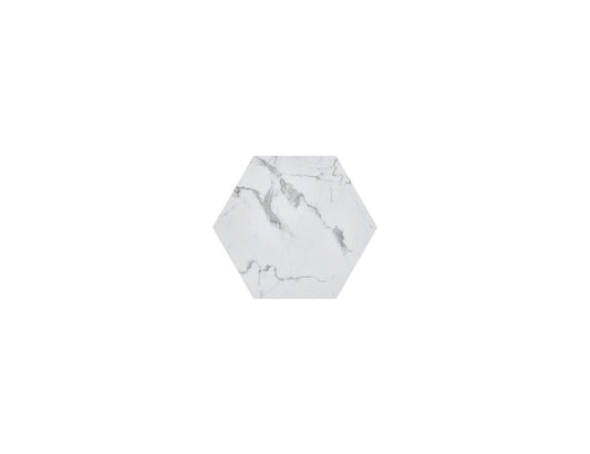 35" White And Gold Faux Marble Hexagon Drum Coffee Table HomeRoots