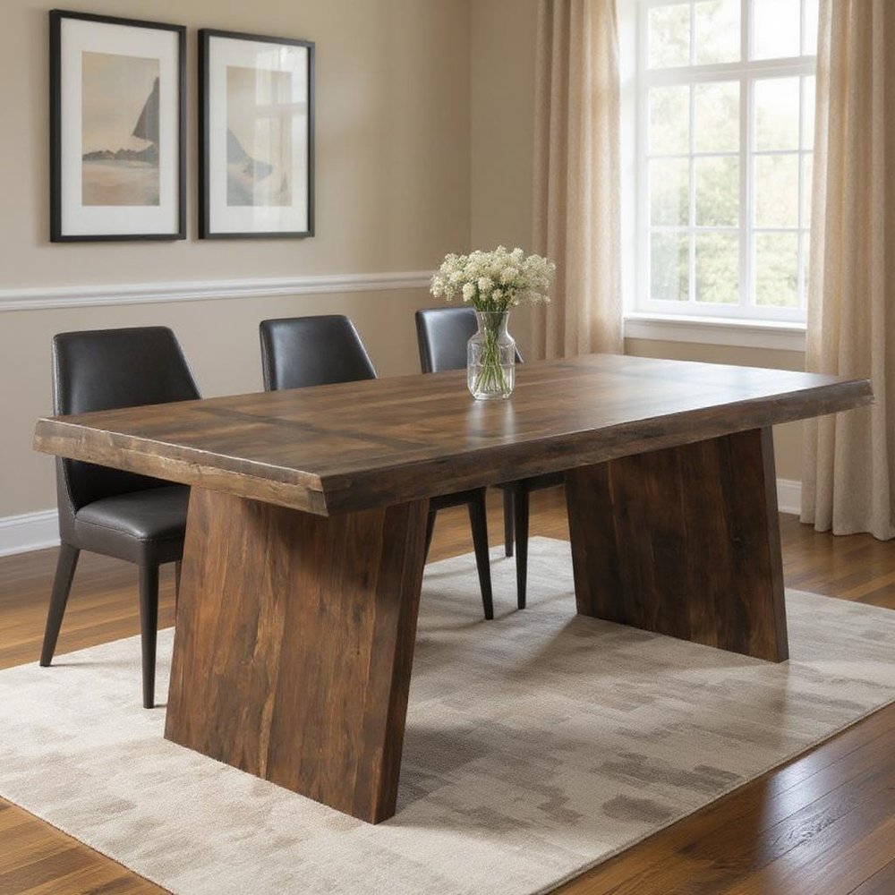 75" Dark Brown Solid Wood Live Edge Dining Table HomeRoots