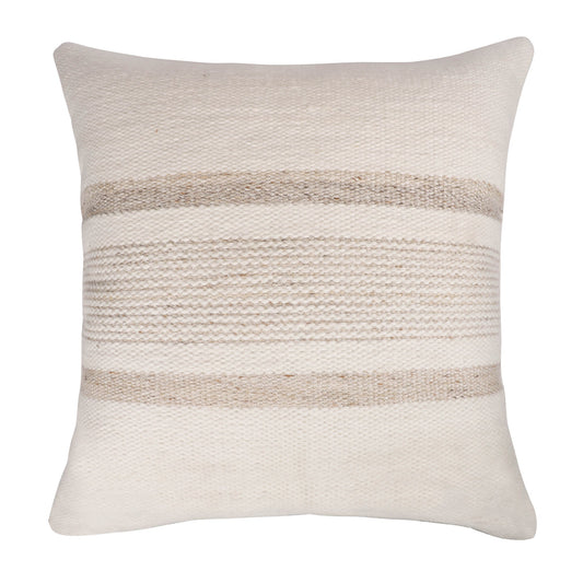 20" White and Natural Striped Throw Pillow FurniFindUSA