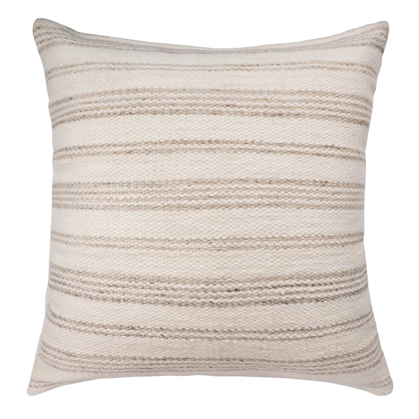 20" White and Natural Striped Throw Pillow FurniFindUSA