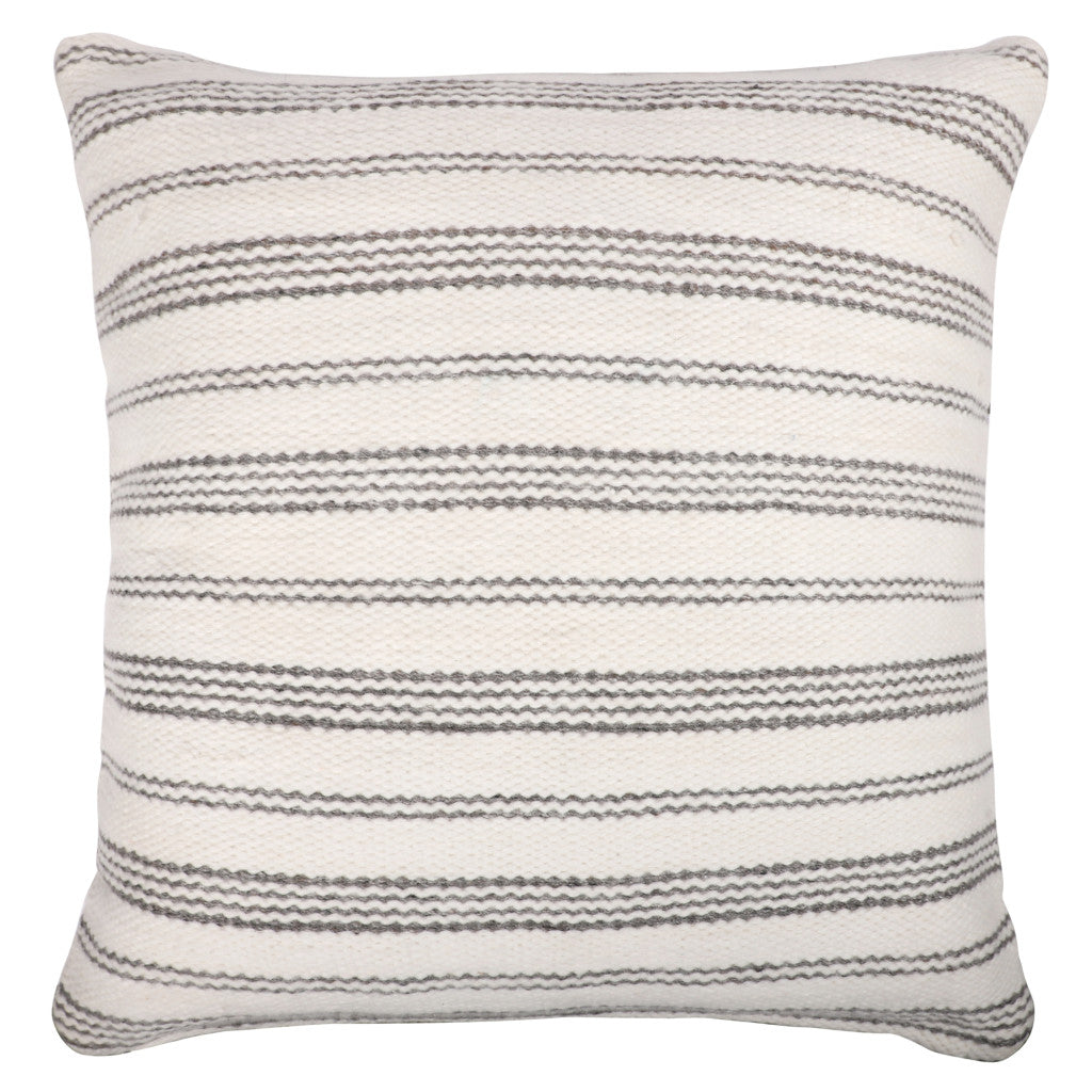20" Black Gray and White Striped Throw Pillow FurniFindUSA
