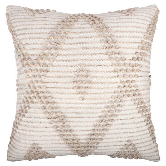 20" White and Natural Diamond Throw Pillow FurniFindUSA