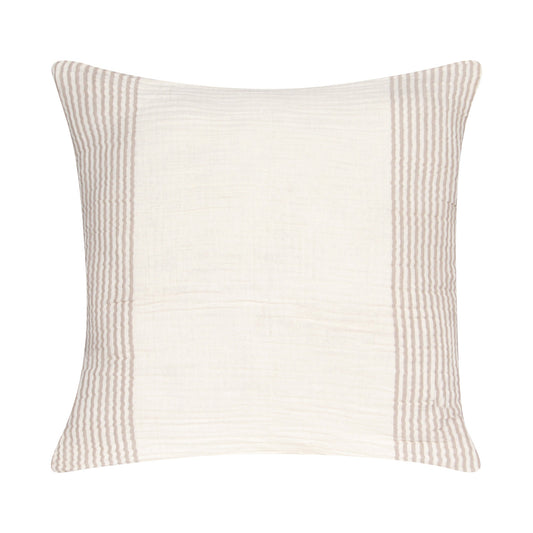 22" Beige and Ivory Striped Cotton Throw Pillow FurniFindUSA