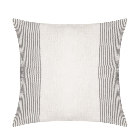 22" Gray and Ivory Striped Cotton Throw Pillow FurniFindUSA