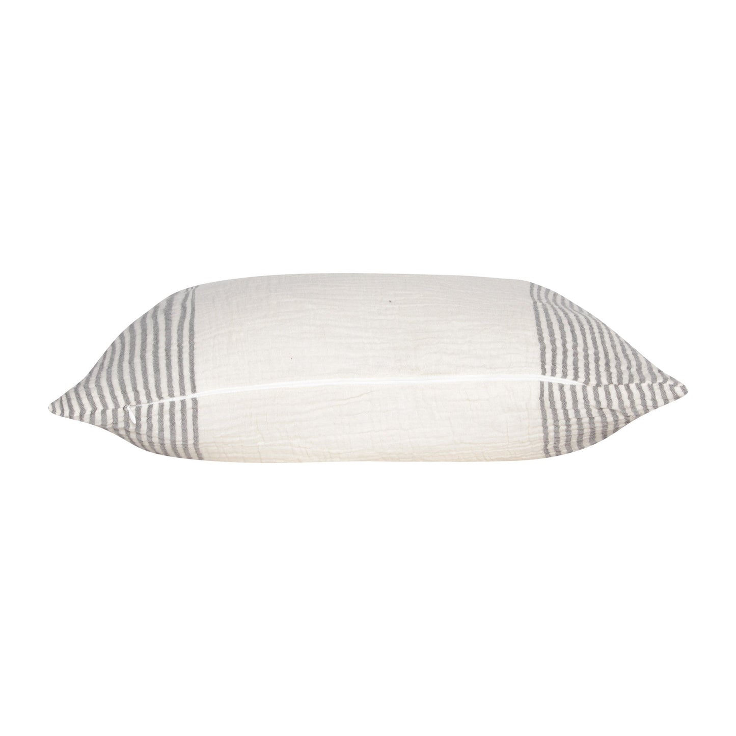 22" Gray and Ivory Striped Cotton Throw Pillow FurniFindUSA