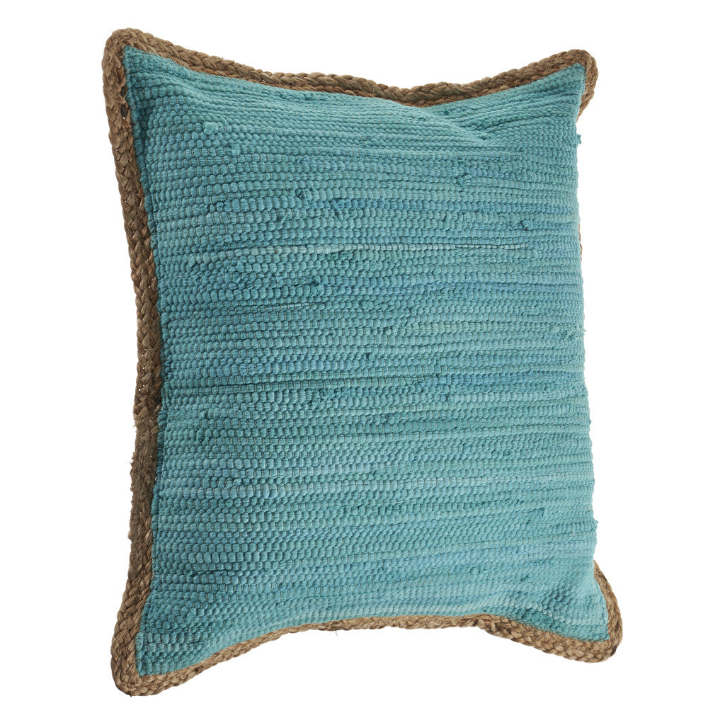Set of Two Turquoise Cotton Throw Pillow With Ruffle FurniFindUSA