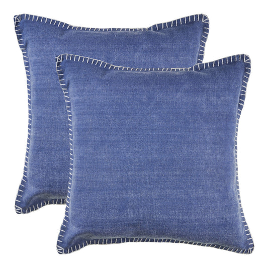 Set of Two Blue Cotton Throw Pillow FurniFindUSA