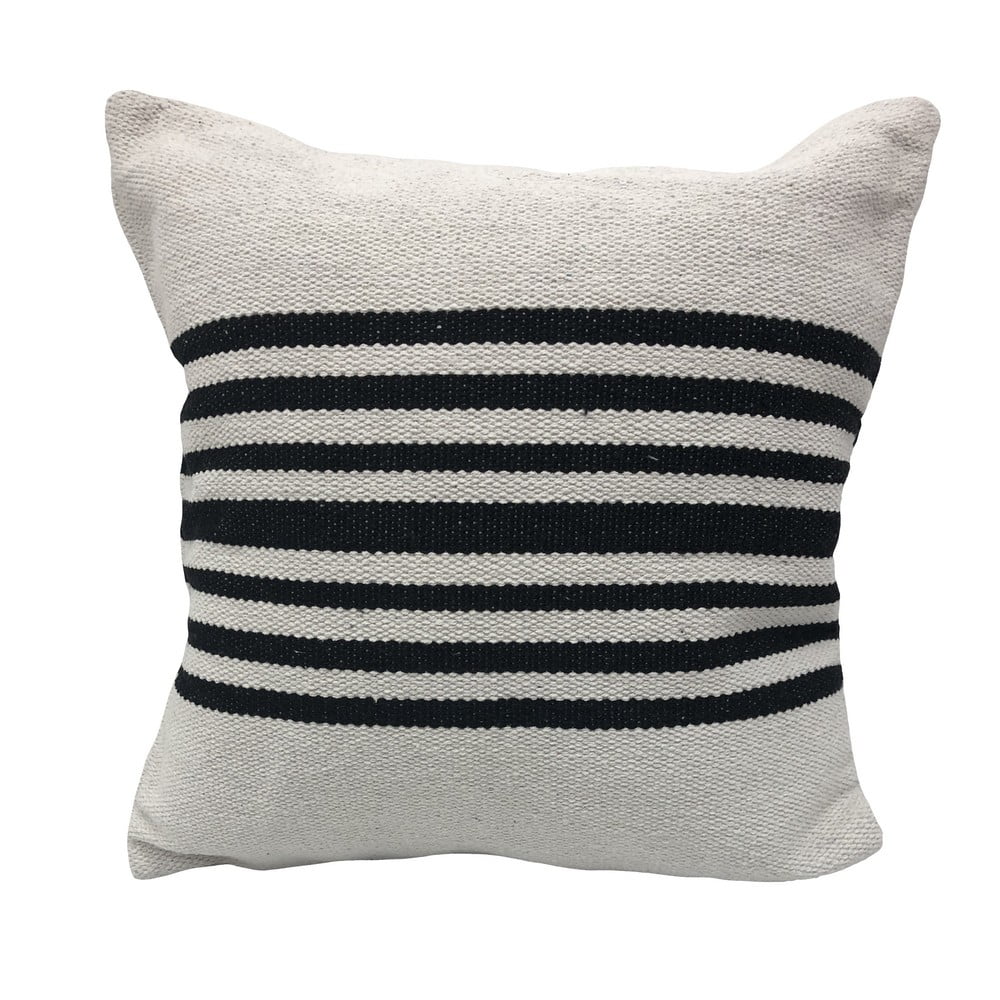 Set of Two Black and White Striped Cotton Throw Pillow FurniFindUSA