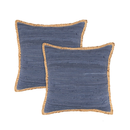 Set of Two Navy Blue Cotton Throw Pillow FurniFindUSA