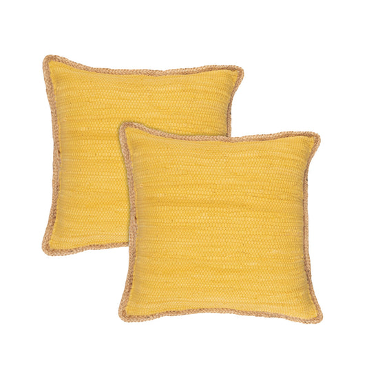 Set of Two Yellow Cotton Throw Pillow FurniFindUSA