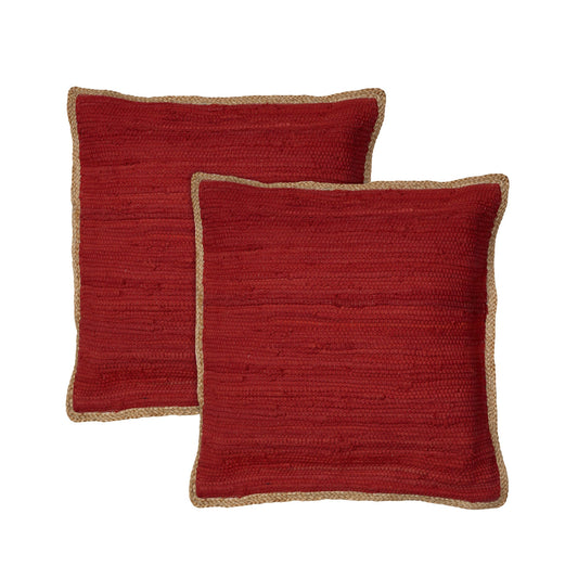 Set of Two Red Cotton Throw Pillow FurniFindUSA