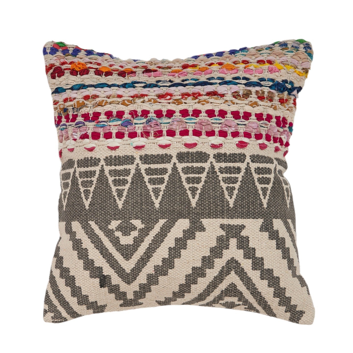Set of Two Gray Chevron Cotton Throw Pillow 4.0" (L) x 18.0" (W) x 18.0" (H) FurniFindUSA