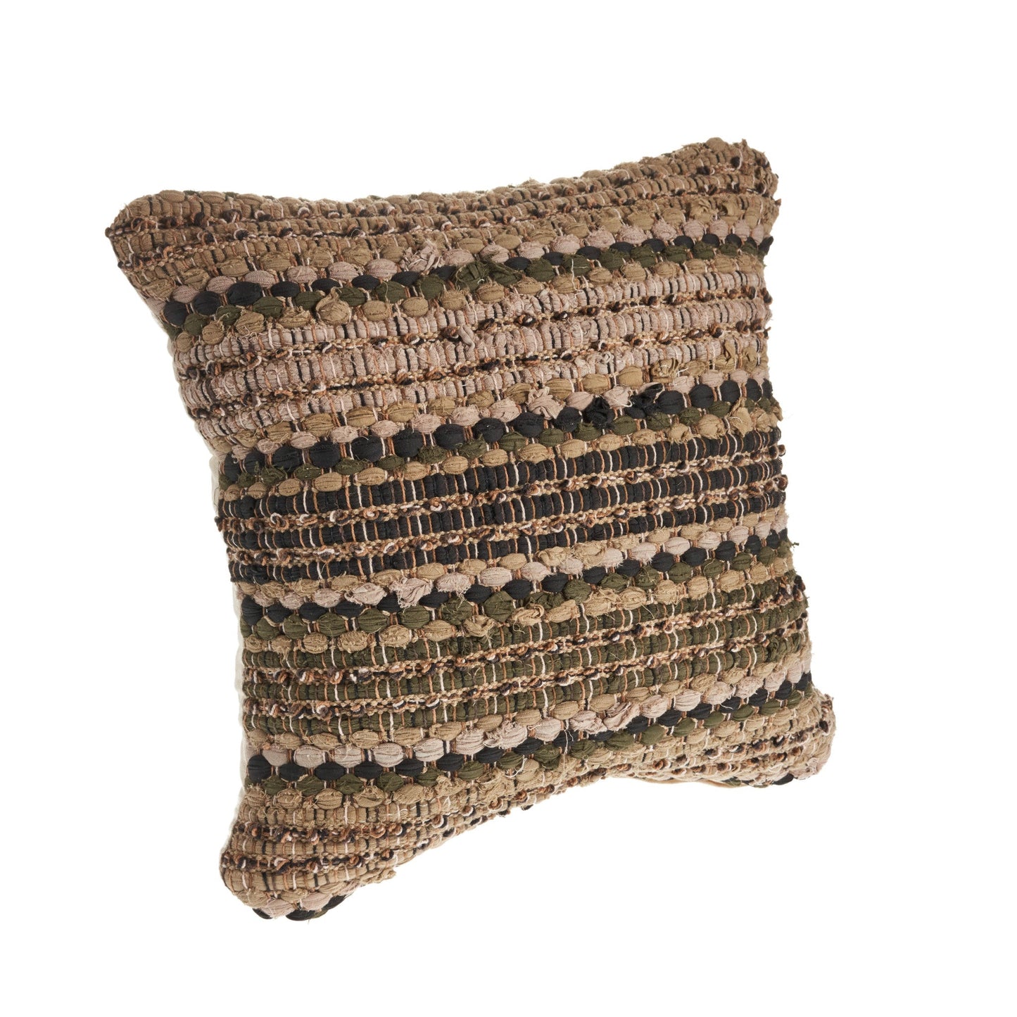 Set of Two Beige and Brown Striped Cotton Throw Pillow FurniFindUSA