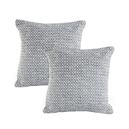 Set of Two Gray and White Geometric Cotton Throw Pillow FurniFindUSA