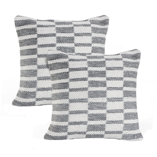 Set of Two Gray Geometric Cotton Throw Pillow FurniFindUSA