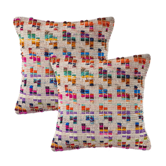 Set of Two Brown Eclectic Cotton Throw Pillow FurniFindUSA