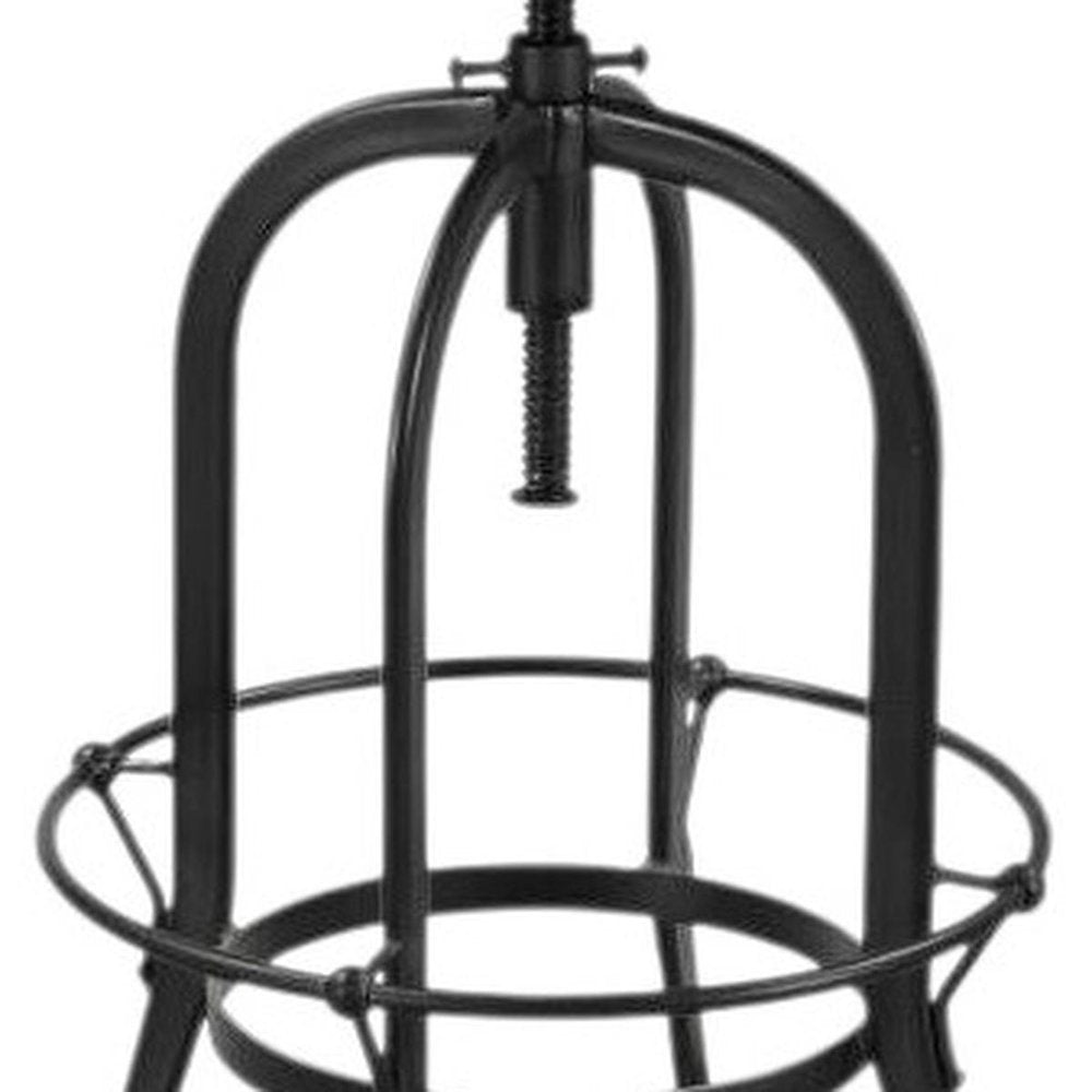 Brown And Black Solid Wood And Metal Backless Adjustable Height Swivel Bar Chair HomeRoots