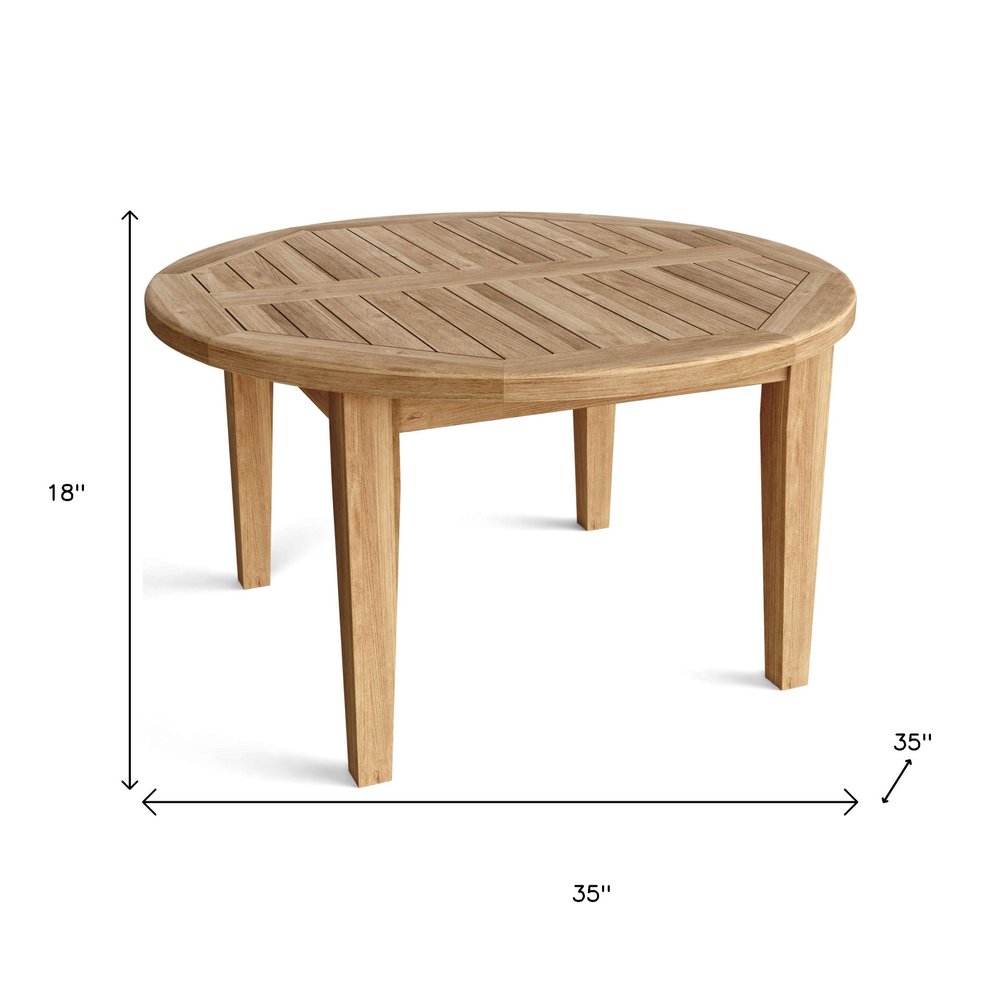 35" Natural Rounded Solid Wood Outdoor Coffee Table HomeRoots