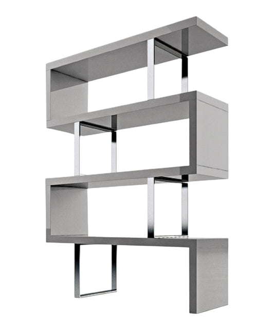 67" Gray And Silver Metal and Wood Three Tier Etagere Bookcase HomeRoots