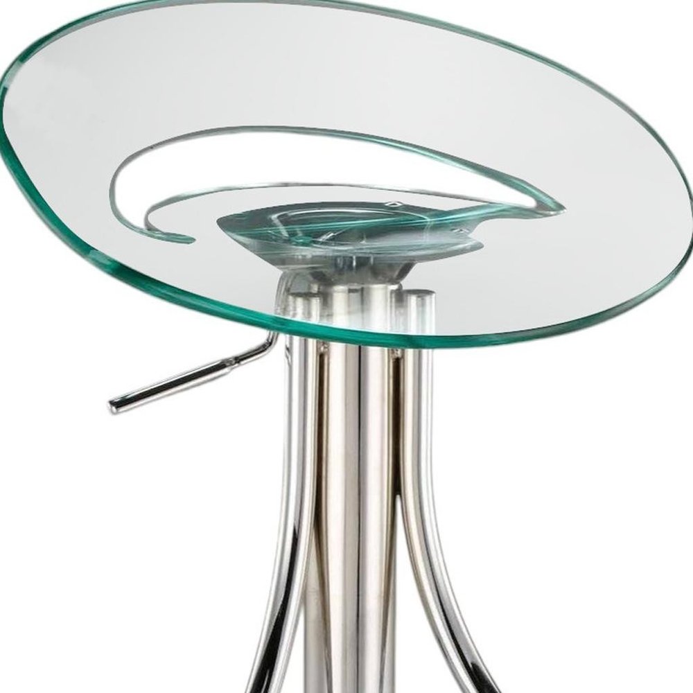 Clear And Silver Heavy Duty Plastic And Metal Low Back Adjustable Height Bar Chair HomeRoots