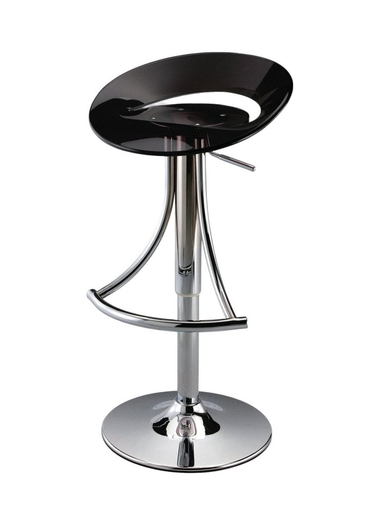 Black And Silver Heavy Duty Plastic And Metal Low Back Adjustable Height Bar Chair HomeRoots