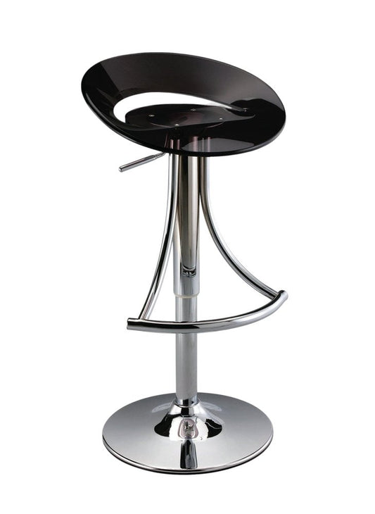Black And Silver Heavy Duty Plastic And Metal Low Back Adjustable Height Bar Chair HomeRoots