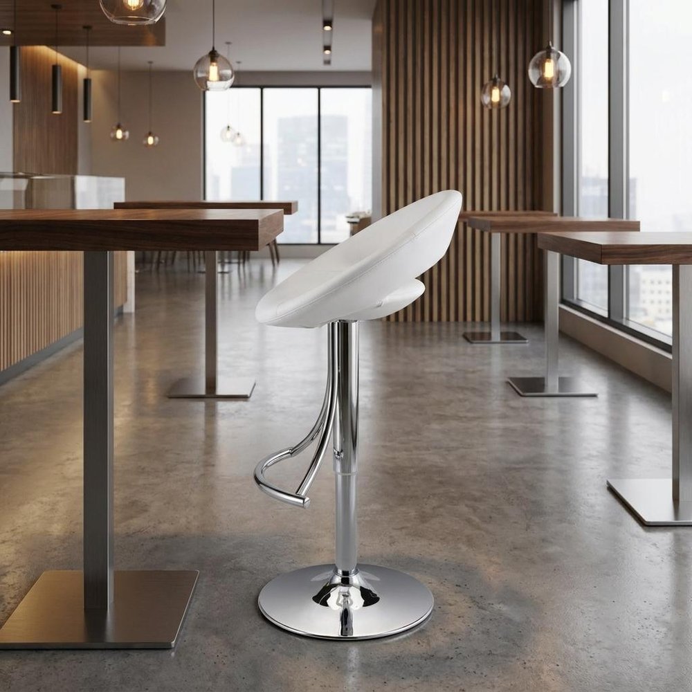 White And Silver Acrylic And Metal Low Back Adjustable Height Bar Chair HomeRoots