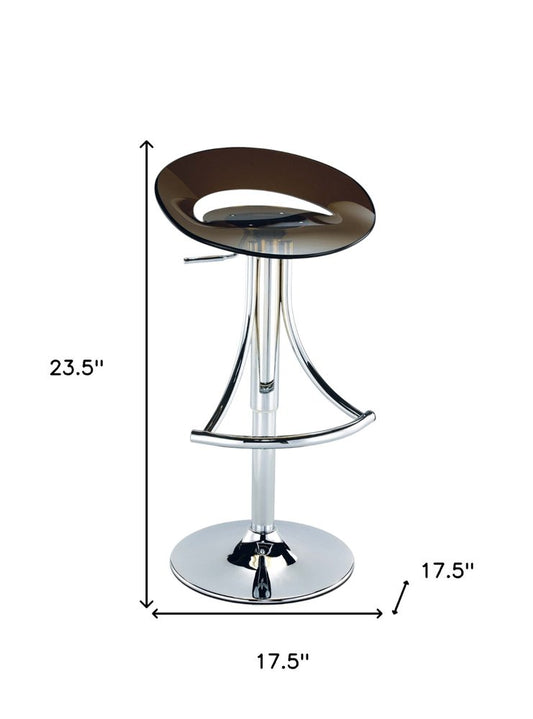 Dark Gray And Silver Acrylic And Metal Low Back Adjustable Height Bar Chair HomeRoots