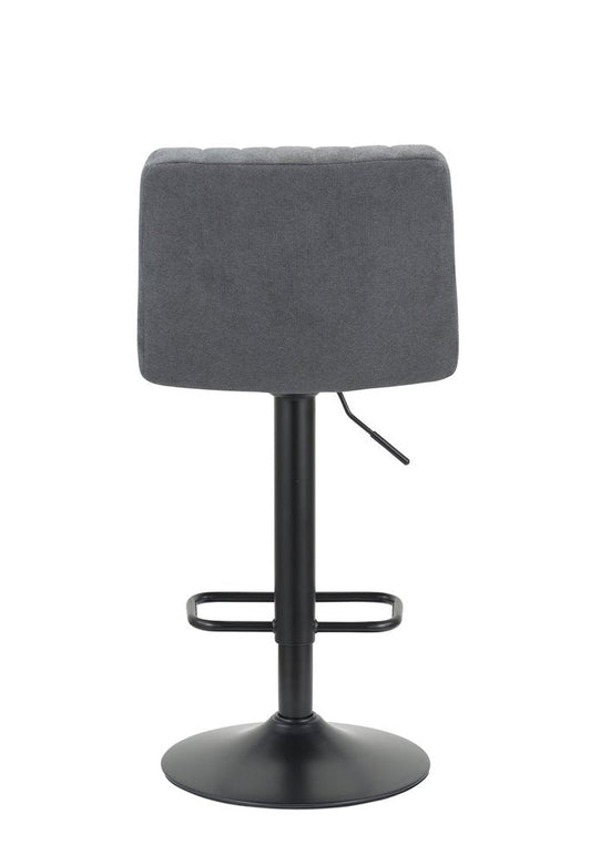 Set of Two Gray And Black Fabric And Metal Low Back Adjustable Height Bar Chairs HomeRoots