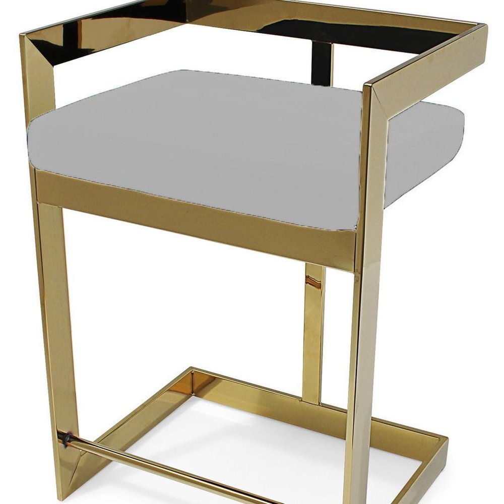 26" Gold And Gray Velvet And Metal Low Back Counter Height Bar Chair HomeRoots