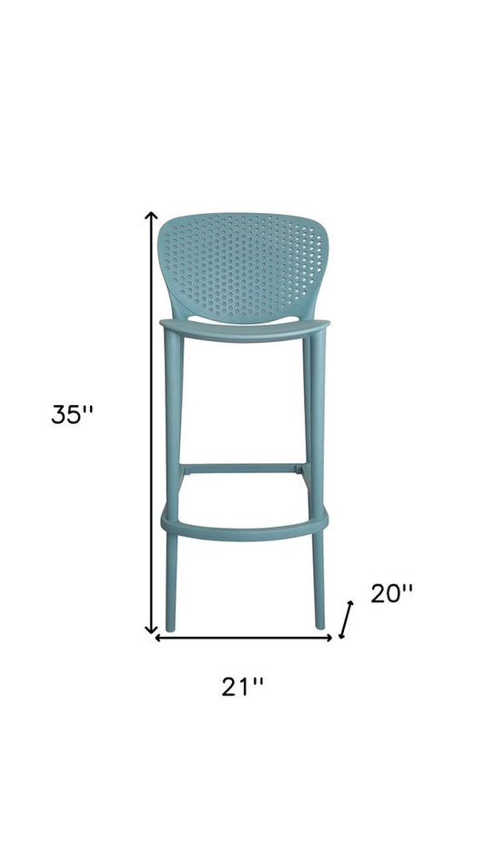 Set of Four 26" Green Heavy Duty Plastic Low Back Counter Height Bar Chairs HomeRoots